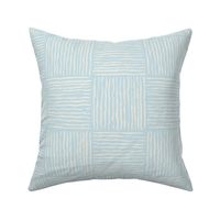 Coastal check hand drawn charcoal line art checkers in pale sky blue and off white