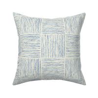 Coastal Hand drawn charcoal line art checkers in off white, ocean sea blue