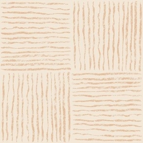 Basketweave organic checkered line art in off white gold beige brown