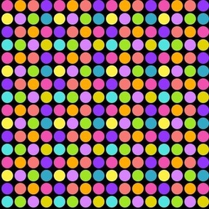 colorful dots black (medium)|| retro  rainbow disco dance floor