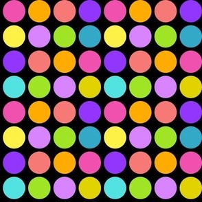 colorful dots black (medium)|| retro  rainbow disco dance floor