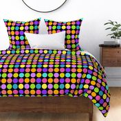 colorful dots black (extra large)|| retro  rainbow disco dance floor