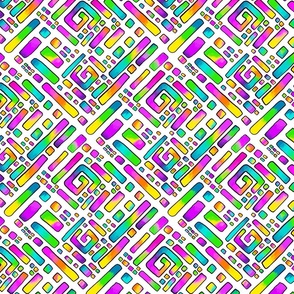 Bright Rainbow Coloured Aztec Design PNG