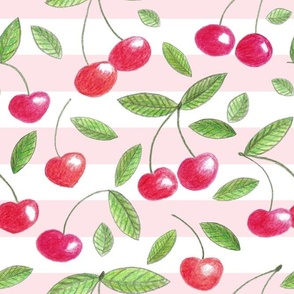 Cherries and pink stripes