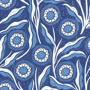 Floral Block Print Indigo INV