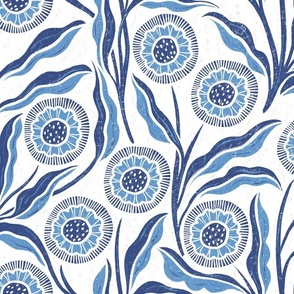 Floral Block Print Indigo