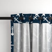 Nautical Navigator: Classic Anchors on Navy Pattern, Large Scale