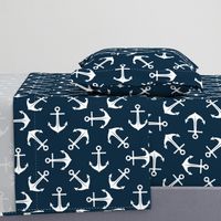 Nautical Navigator: Classic Anchors on Navy Pattern, Large Scale