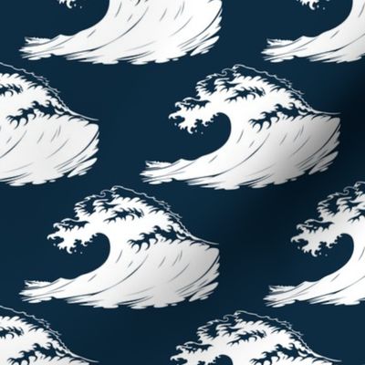 (large) Ocean Waves Navy Blue