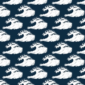 (large) Ocean Waves Navy Blue