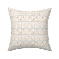 slash-line soft coloured plaids with fruits and vegetable on beige cream size small