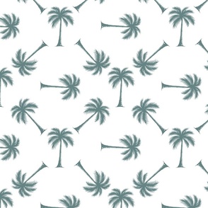 Palm Trees Green White, Large Scale