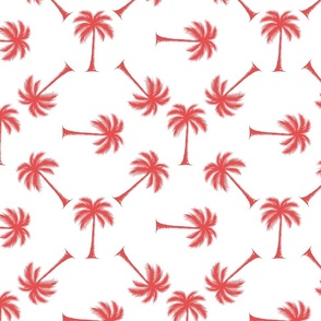 Palm Trees Coral White, Large Scale