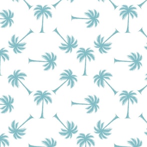 Palm Trees Turquoise and White, Large Scale