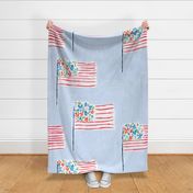 Floral Flag On Blue United States of America flag JUMBO