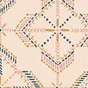 Geometric warm colored boho tiles for homedecor and wallpaper