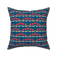 Strawberries and Bananas on Dark Blue Small Scale