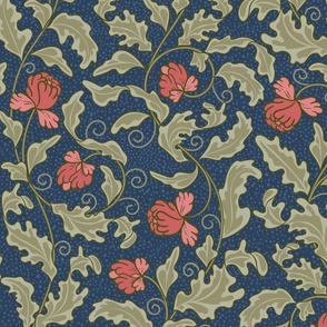 Pink flowers on a dark blue background. Large Scale. 
