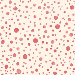 Watercolor Spots and Dots Red on Cream