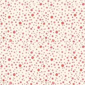 Watercolor Spots and Dots Small Scale Red on Cream