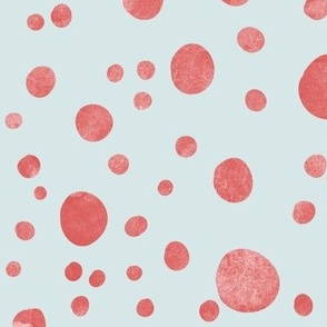 Watercolor Spots and Dots Jumbo Red on Duck Egg Blue