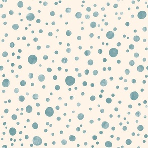 Watercolor Spots and Dots Teal Green on Cream