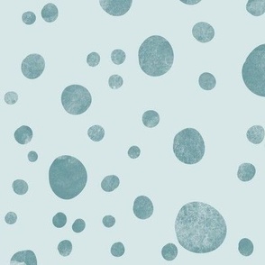 Watercolor Spots and Dots Jumbo Teal Green on Blue