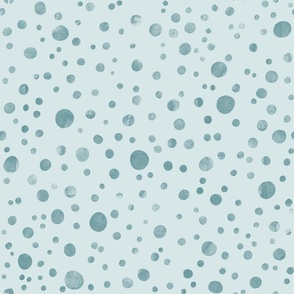 Watercolor Spots and Dots Teal Green on Blue