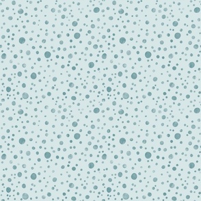 Watercolor Spots and Dots Small Scale Teal Green on Blue