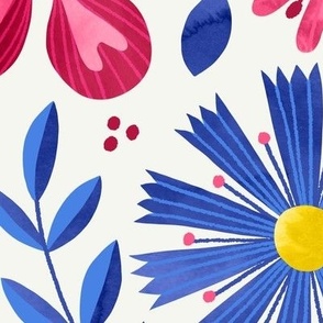 L / Colorful Folk Art Flowers