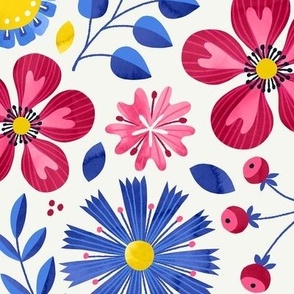 M / Colorful Folk Art Flowers