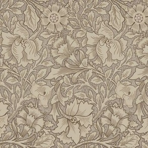 William Morris pink and poppy grey brown
