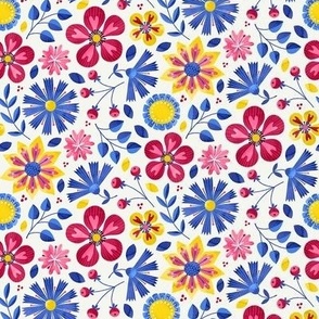 XS / Colorful Folk Art Flowers