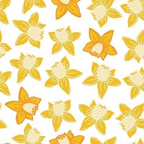 Spring Daffodil Yellow Floral on white