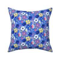 XS / Azure Blue Folk Art Flowers