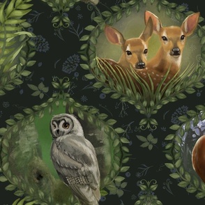 Woodland Creatures Half-Drop Pattern