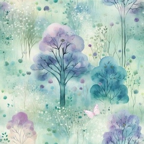 Bigger Magical Fairy Forest in Soft and Sweet Pastel Pink Purple Aqua