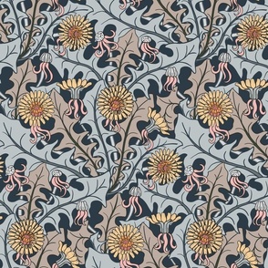 Art Nouveau Dandelion muted neutral