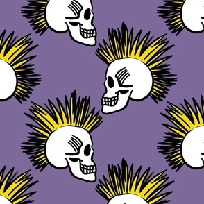 (LARGE) Old School Punk Rock Skulls, Purple Background
