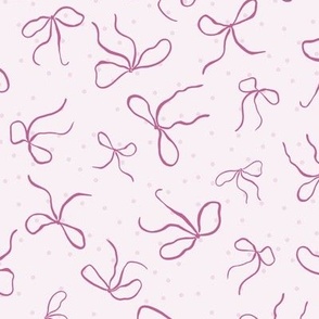 (M) Coquette pink bows on a polka dot background