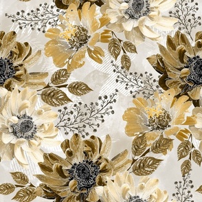 Monochrome retro floral pattern. 