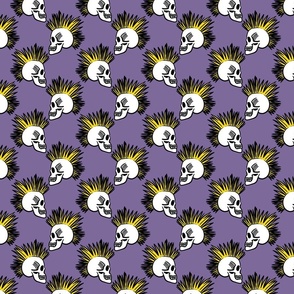 (SMALL) Old School Punk Rock Skulls, Purple Background
