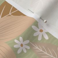 Soft Harmony: Neutral Muted Floral Pattern - Green - Large