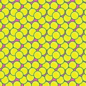 Tennis Balls Green Citron Yellow Pink Sports Fabric Small Scale