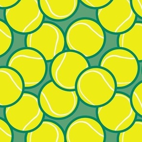 Tennis Balls Green Citron Yellow Sports Fabric Large Scale