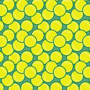 Tennis Balls Green Citron Yellow Sports Fabric Medium Scale