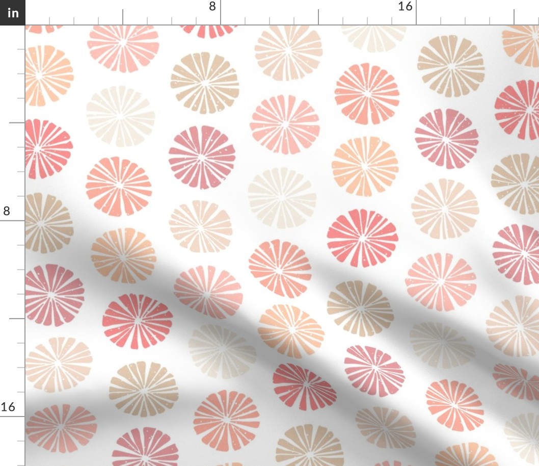 peach fuzz block print floral coordinate - pantone color of the year 2024 - peach plethora color palette - abstract botanical wallpaper