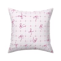 (M) Coquette pink bows on a square patterned background