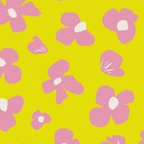 (M) Sweet Fleur_ flower _floral in _baby pink _ neon yellow