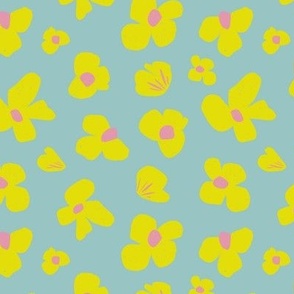 (S) Sweet Fleur_ flower _floral in _neon yellow, pink and  teal